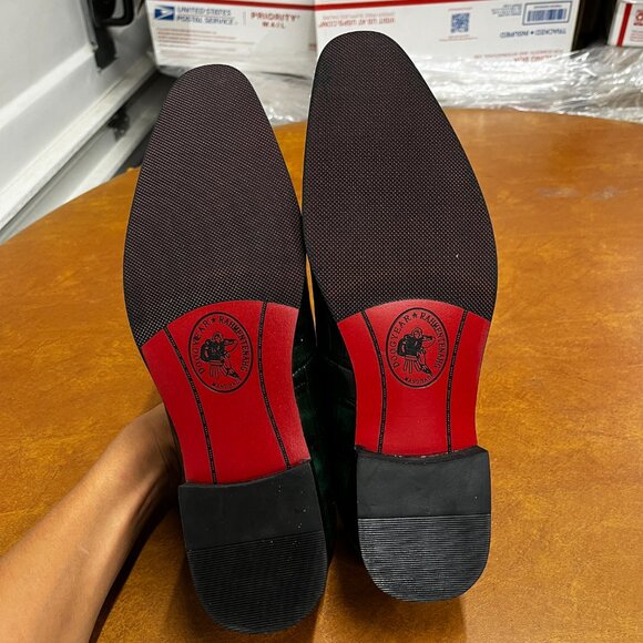 Santimon Men's US 7.5 - 12 Green Smoking Loafers Checkered Slip On Dress Casual - Picture 7 of 10